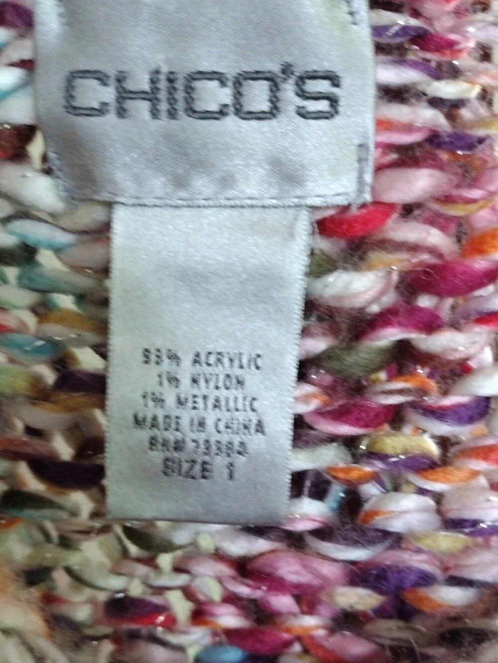 Chico's Multicolor Marled Button Cardigan - Pink, Cream, Blue, Orange